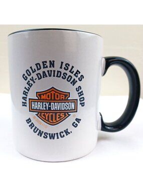 Vintage Harley Davidson Golden Isles Brunswick Ga Coffee Mug 2006 Black Handle